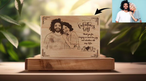 Happy Valentine's day Wooden photo frame - Image 2