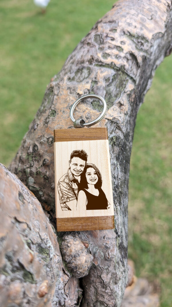 Wooden Engraved Personalised Keyring - Image 2