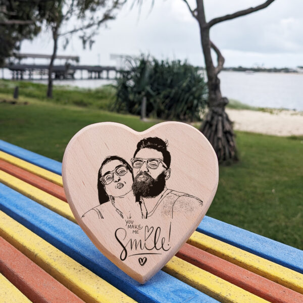 Personalized Heart Shaped Wooden Engraved Photo Frame